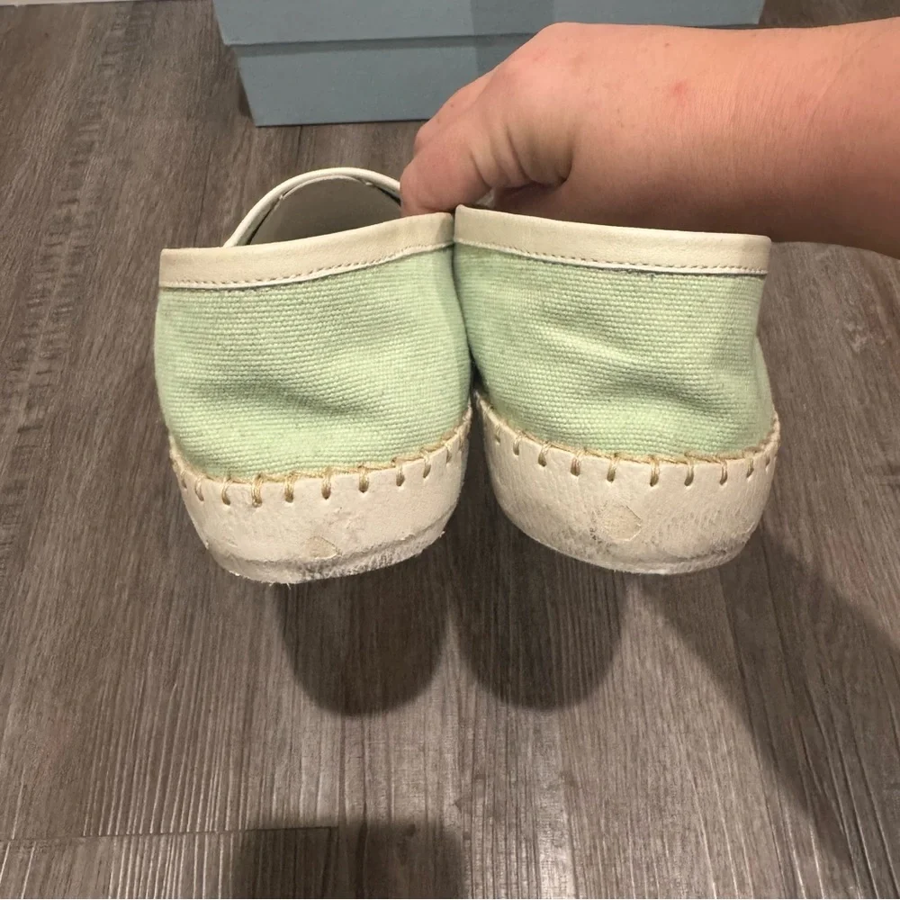 Philippe Model Marseille Low Canvas Glitter Detail Green Espadrille Flats